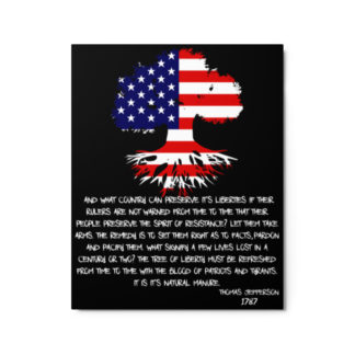 Tree of Liberty with a portion of Thomas Jefferson Letter 1787 Metal Art